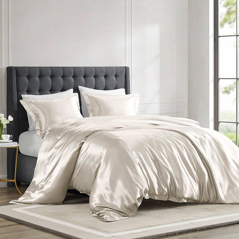 Ivory Satin Full Microfiber Comforter Set