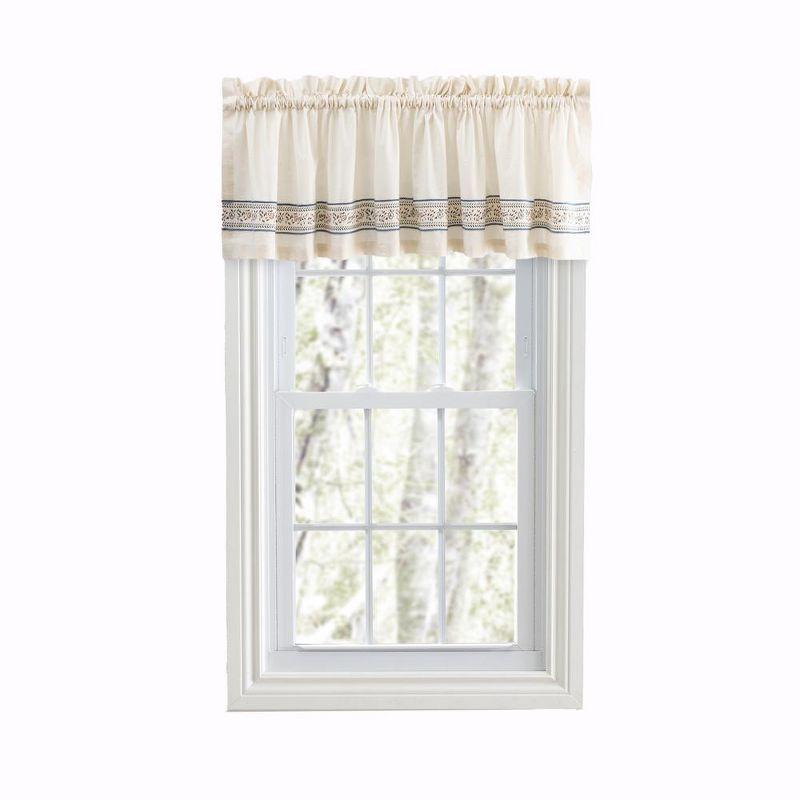 Natural Cotton Textured Rod Pocket Valance with Embroidery