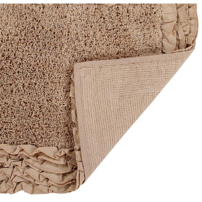 Better Trends Shaggy Boader 100% Cotton Tufted Non- Slip Backing Bath Rug 20" x 60" Runner - Beige