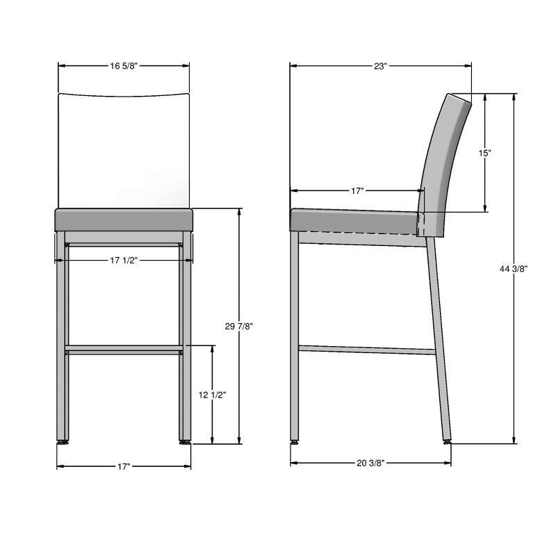 Amisco Perry Upholstered Barstool Cream/Gray: Faux Leather, Steel Frame, 30" Fixed Height