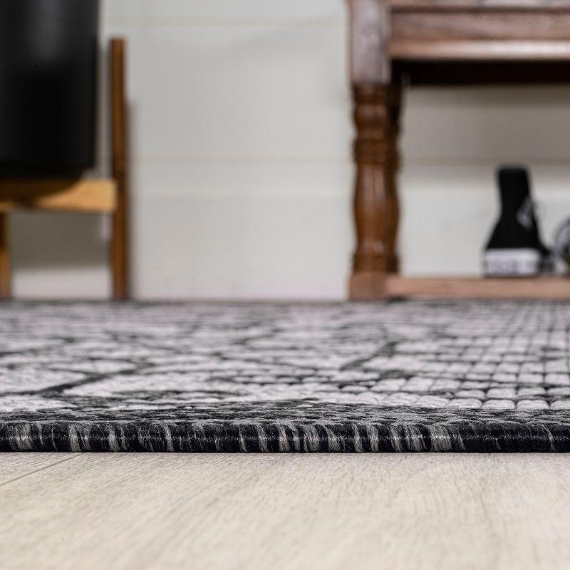 8' x 10' Madrid Vintage Filigree Textured Weave Indoor/Outdoor Area Rug, Light Gray/Black - JONATHAN Y