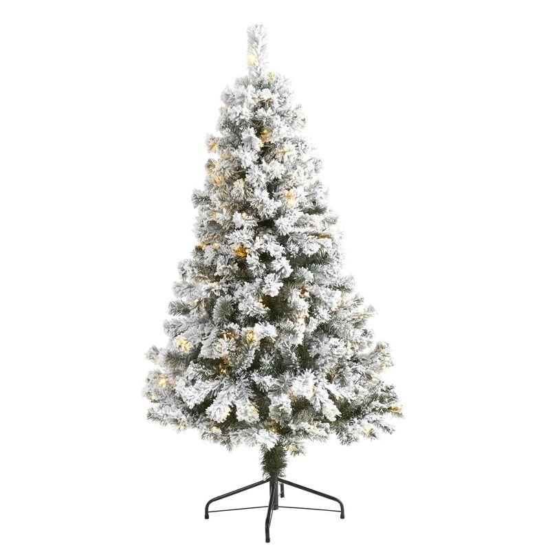 5' Flocked Fir Prelit LED Artificial Christmas Tree