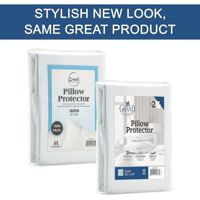 Standard White Hypoallergenic Poly-Cotton Pillow Protector Set