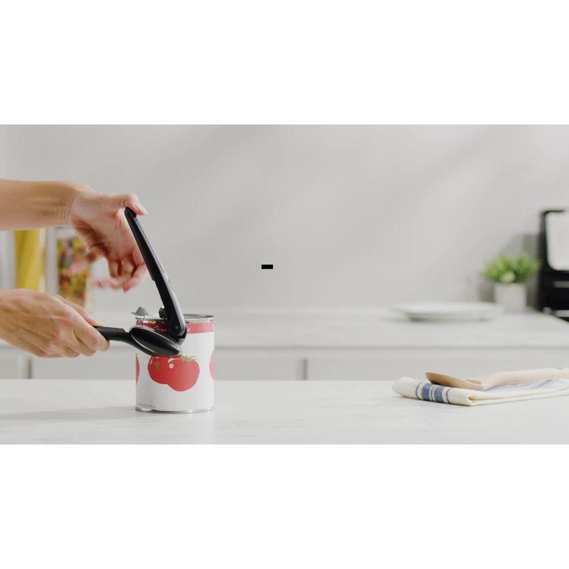 OXO Locking Can Opener: Manual Soft-Grip Handle, Stainless Steel, Black, Hand Wash, Freestanding, Lifetime Warranty