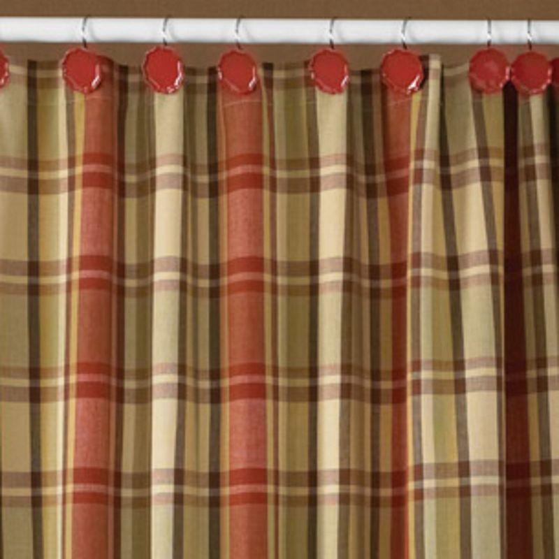 Heartfelt Plaid Fabric Shower Curtain with Liner