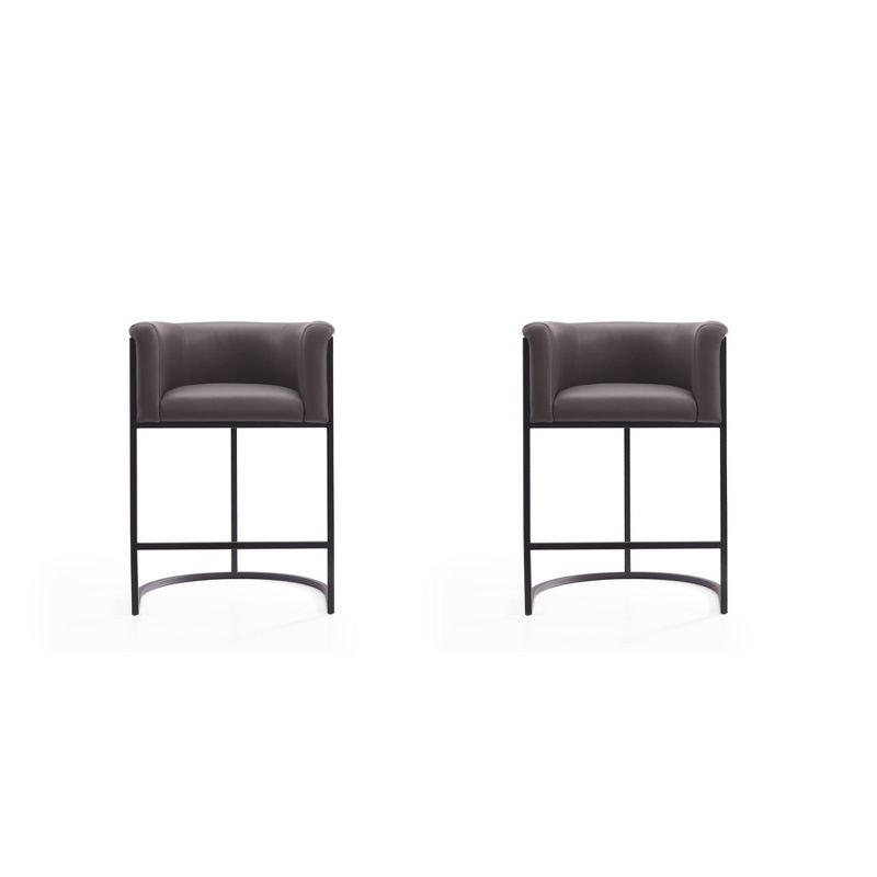 Set of 2 Cosmopolitan Upholstered Metal Counter Height Barstools - Manhattan Comfort