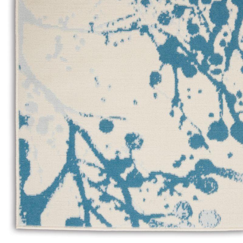 Nourison Jubilant 4' x 6' Ivory/Blue Area Rug Contemporary Artistic Abstract by Nourison