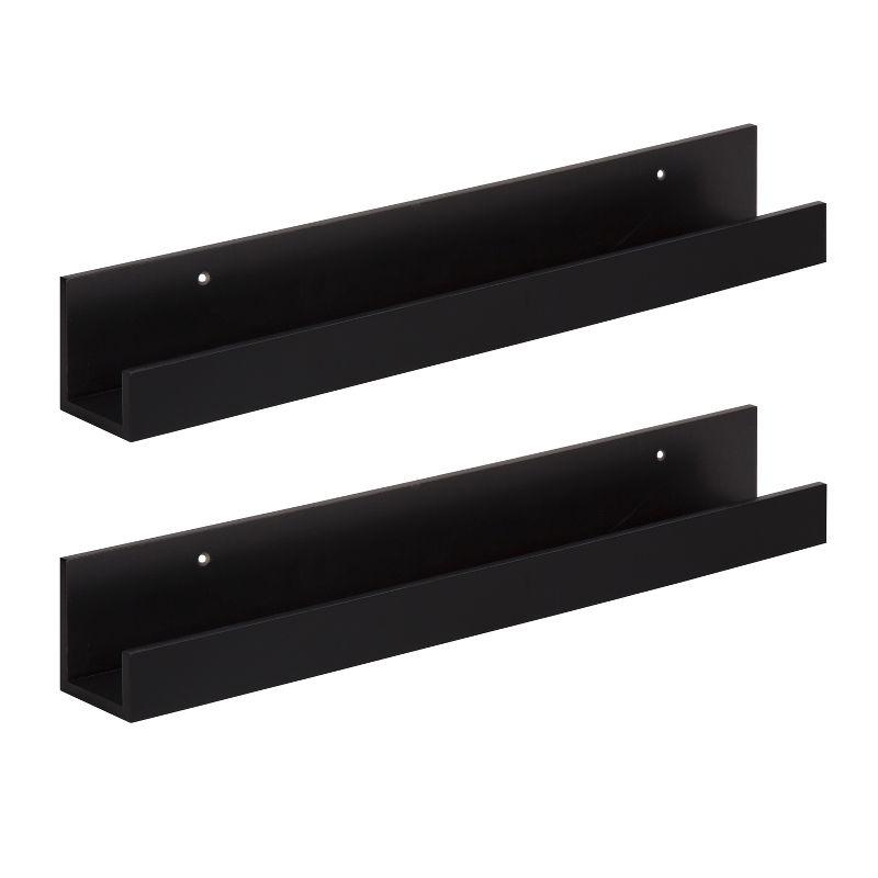 24" x 3.3" 2pc Decorative Wall Shelf Set Black - Uniek