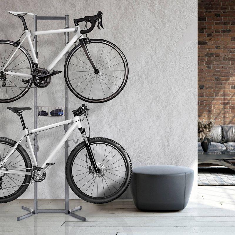 Four Bike Free-Standing Rack With Basket