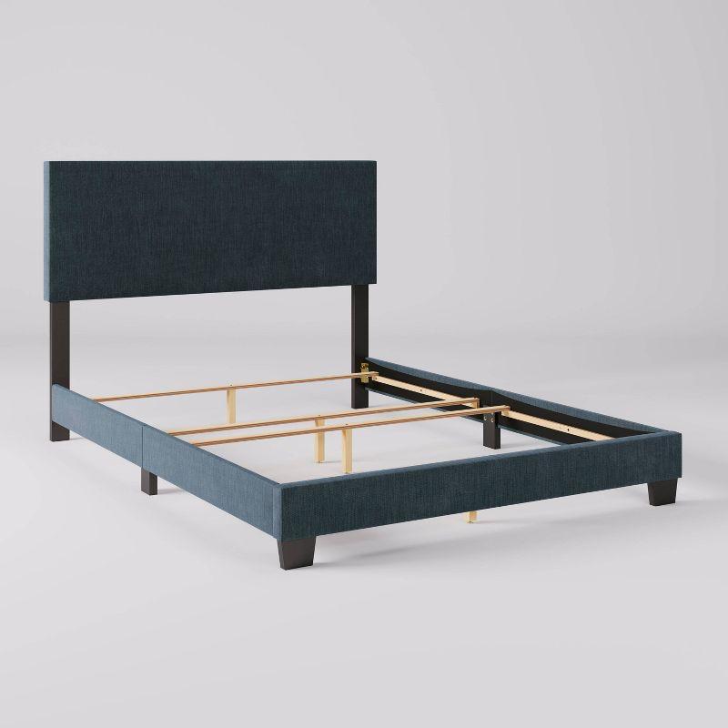 CorLiving Celeste Modern Upholstered Queen Bed Blue: Polyester Fabric, MDF & Wood Frame, 551 lbs Max Weight