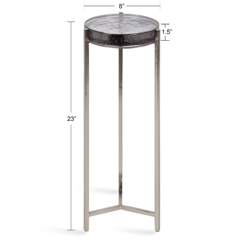 Elegant Round Wood and Glass Drink Table, 11.6" x 25.4"