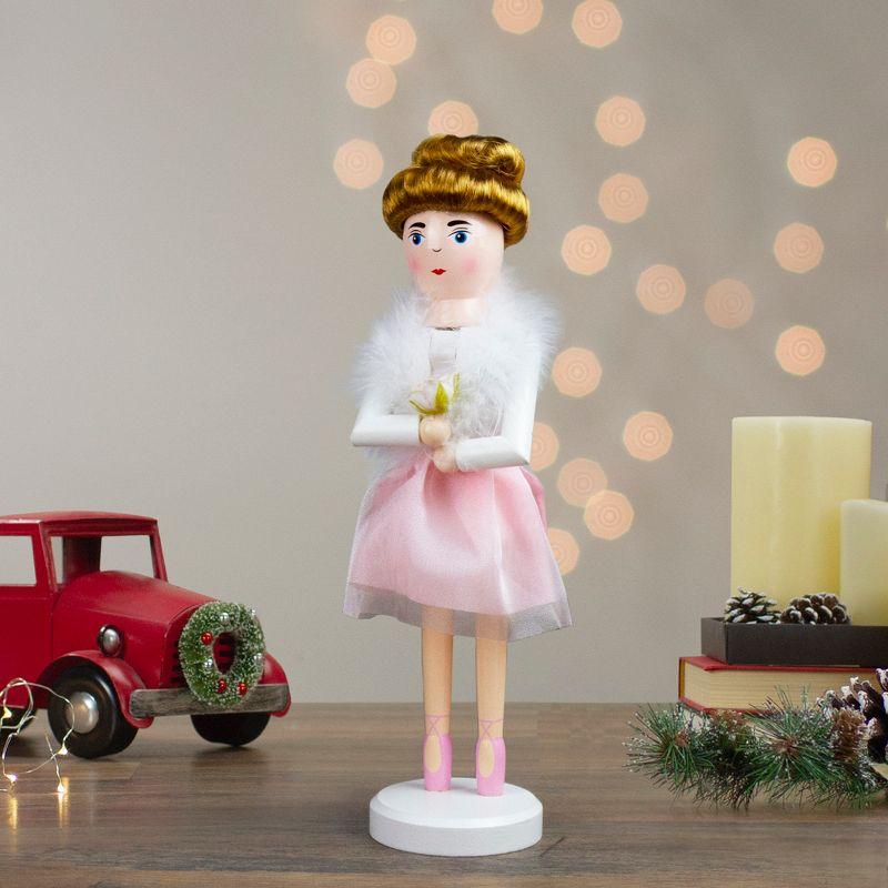 14" Pink Wooden Christmas Nutcracker Ballerina