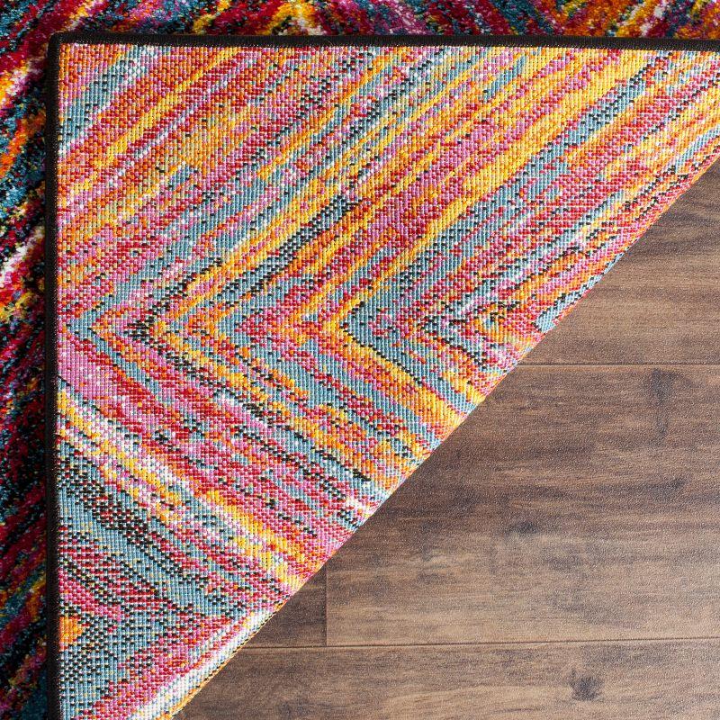 Aruba Multi-Color Chevron Synthetic Area Rug 5'3" x 7'6"