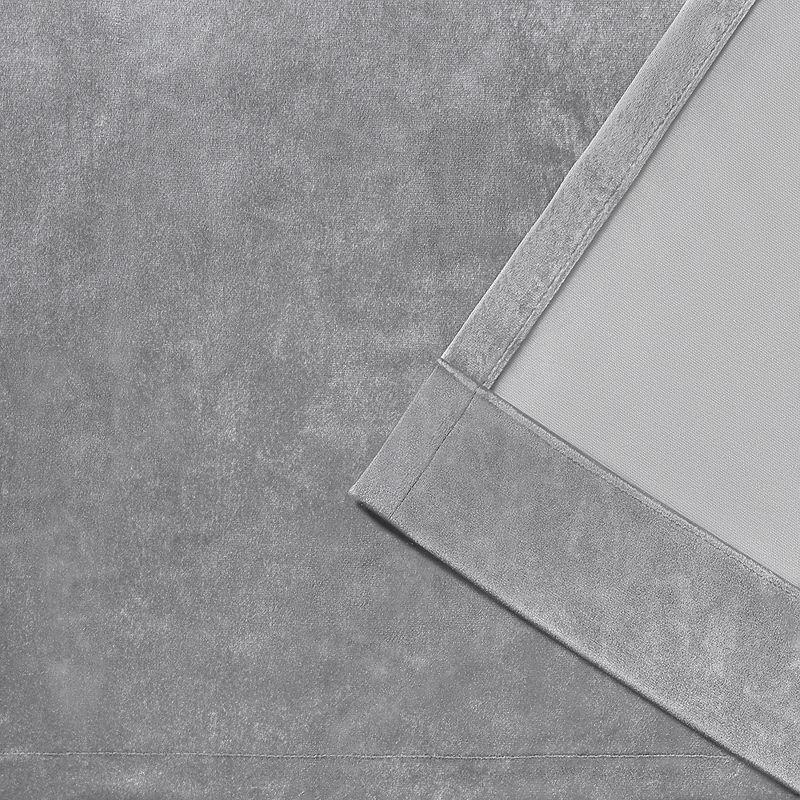 Set of 2 96"x54" Velvet Heavyweight Grommet Top Window Curtain Panel Gray: Light Filtering, Polyester, Exclusive Home