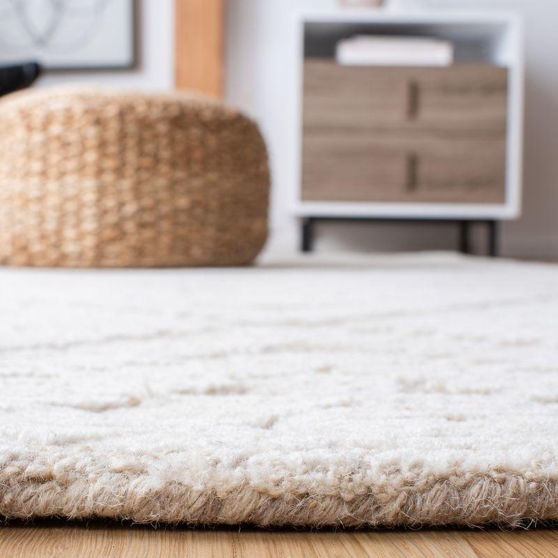 Elegant Hand-Tufted Wool Square Rug in Beige and Brown