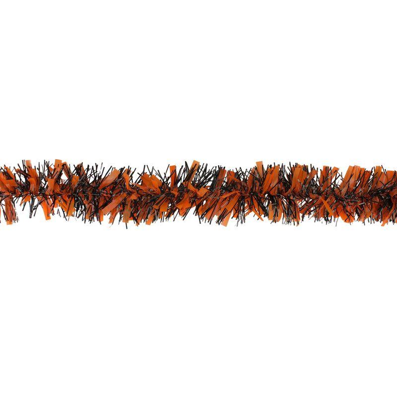 50' Orange and Black Halloween Tinsel Garland for Outdoor Decor