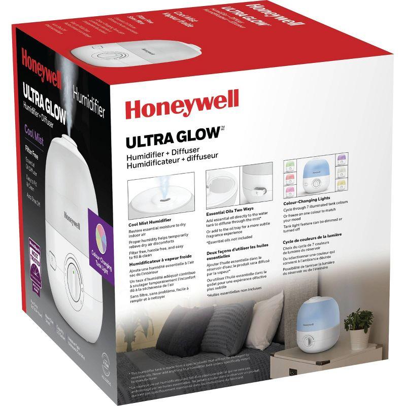 Honeywell Ultra Glow Light Changing Humidifier and Diffuser: Cool Mist, 24-Hour Run, No Filter, 100-300 sq. ft. Coverage