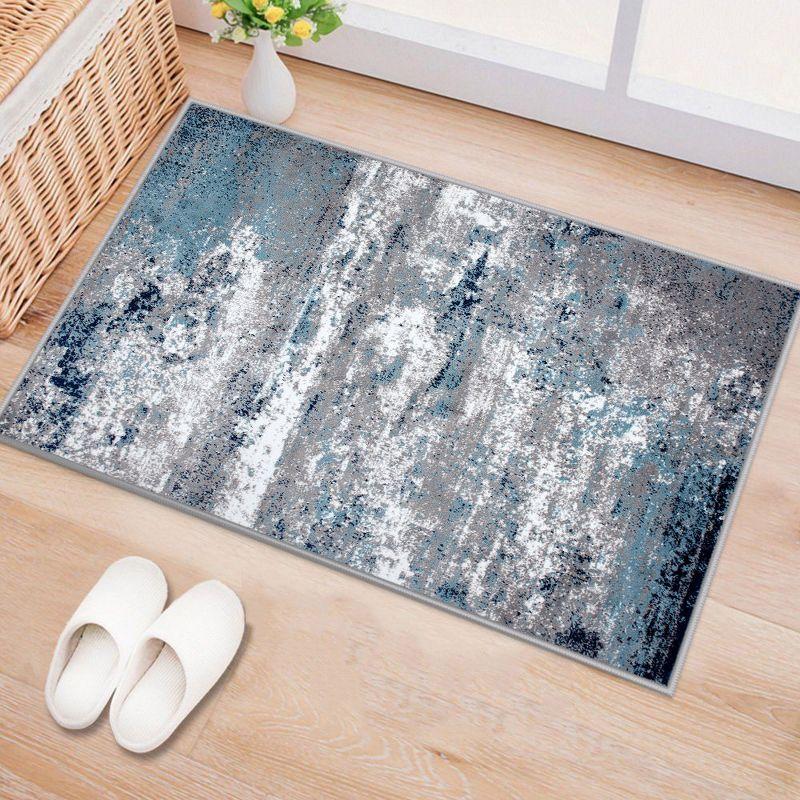 World Rug Gallery Distressed Abstract Watercolor Blue 2' x 3' Area Rug