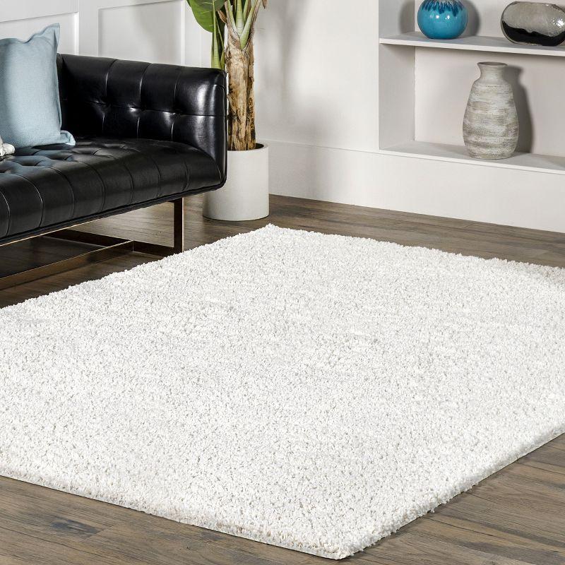 Nuloom Marleen Solid 2x6 Runner Shag Indoor Area Rug for Living Room Bedroom Dining Room Nursery Entryway Hallway, Off White