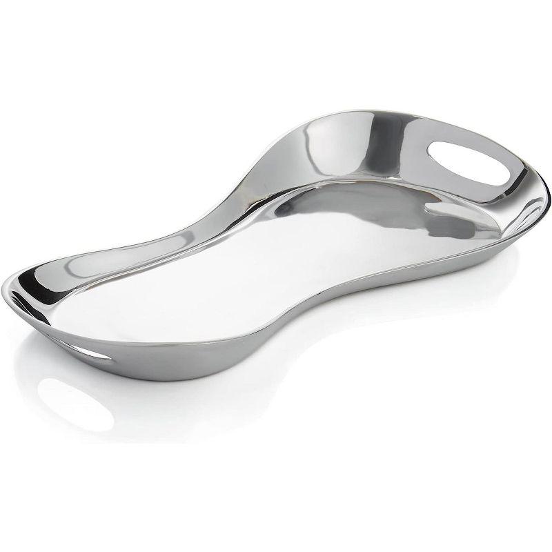 Nambe Morphik Handled Metal Alloy Tray, Large Serving Platter Can Be Heated or Chilled