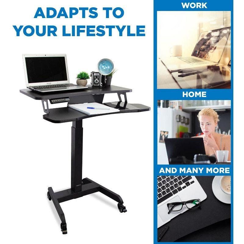 Mount-It! Electric Mobile Adjustable Standing Workstation with Wheels | Rolling Sit Stand Workstation with Programmable Height Adjustment Controller