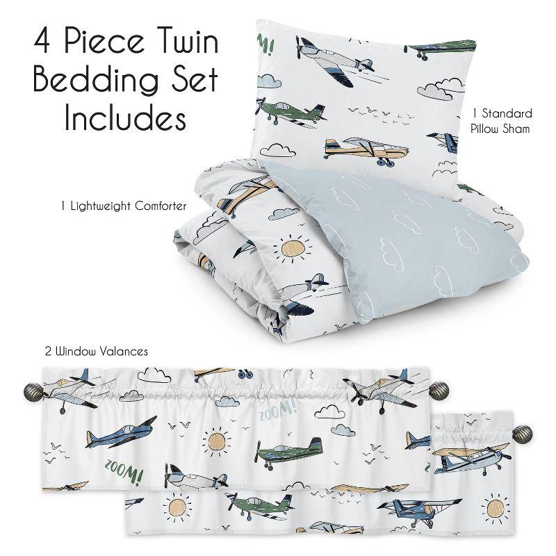 Airplane Green and Blue Twin Comforter Set by Sweet Jojo Designs (Set of 4)