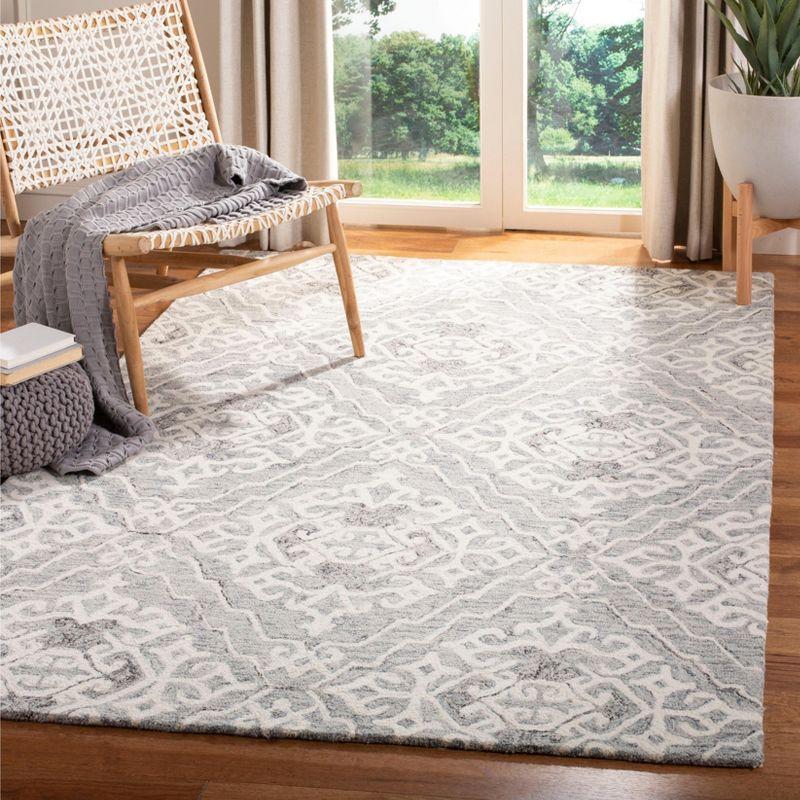 Gray and Ivory Hand-Tufted Wool Square Area Rug