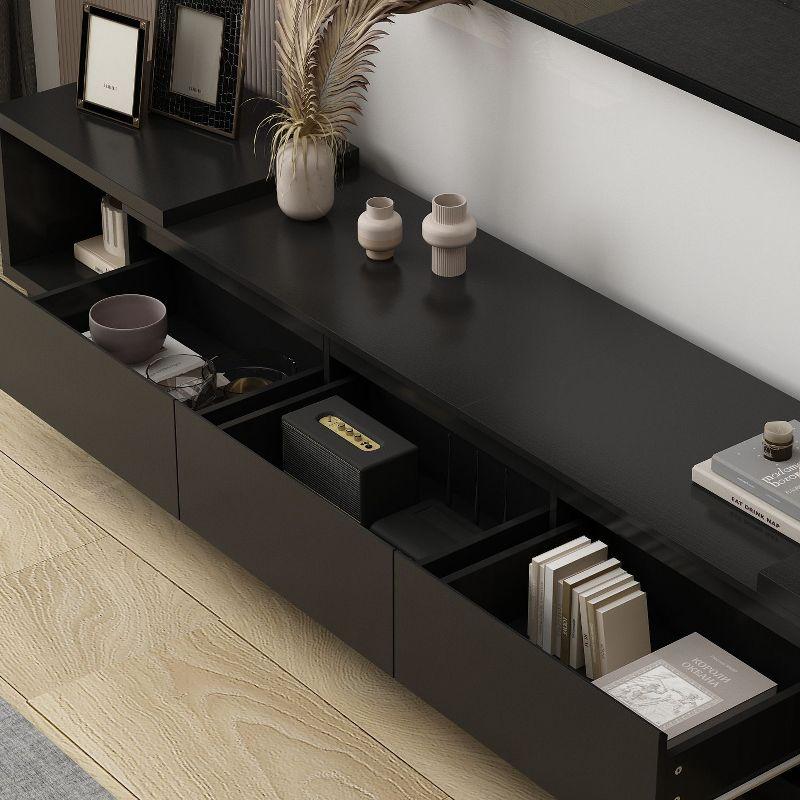 Famapy Black Extendable TV Console Table Modern TV Cabinet with Drawers