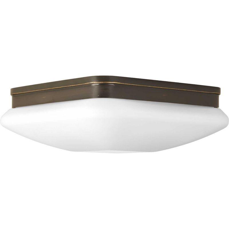 Progress Lighting, Appeal Collection, 2-Light Flush Mount, Brushed Nickel, Square Etched Opal Glass Shade