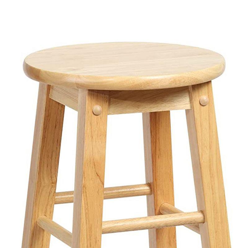 PJ Wood Classic Round Seat 29" Tall Kitchen Counter Stools for Homes, Dining Spaces, and Bars with Backless Seats & 4 Square Legs, Natural (Set of 4)