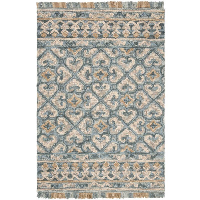 Blossom BLM420 Hand Tufted Area Rug - Light Beige/Blue - 4'x6' - Safavieh.