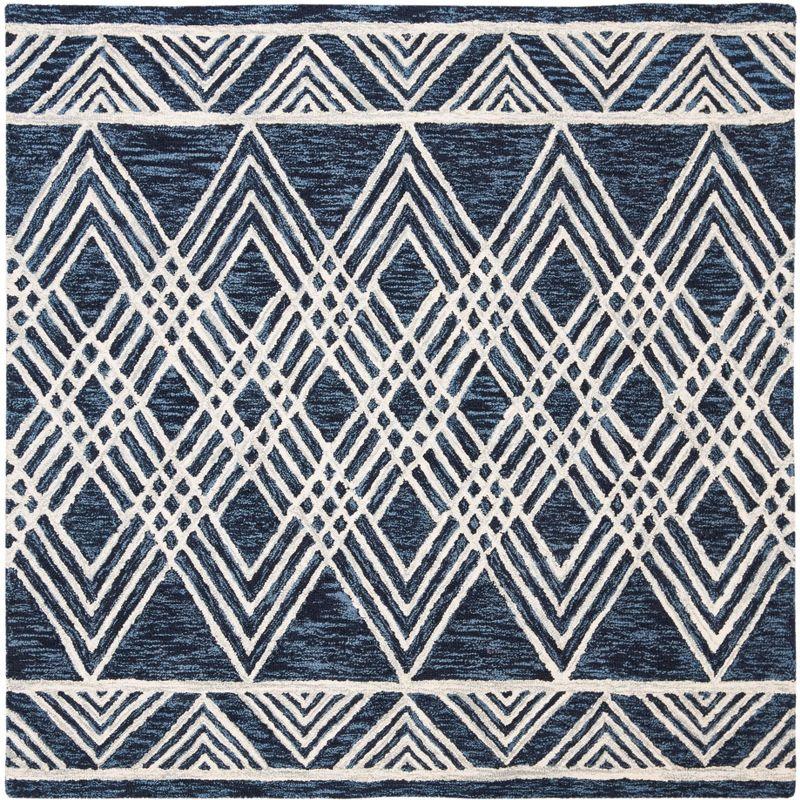 Micro-Loop MLP155 Hand Tufted Area Rug - Navy/Ivory - 5'x5' - Safavieh.
