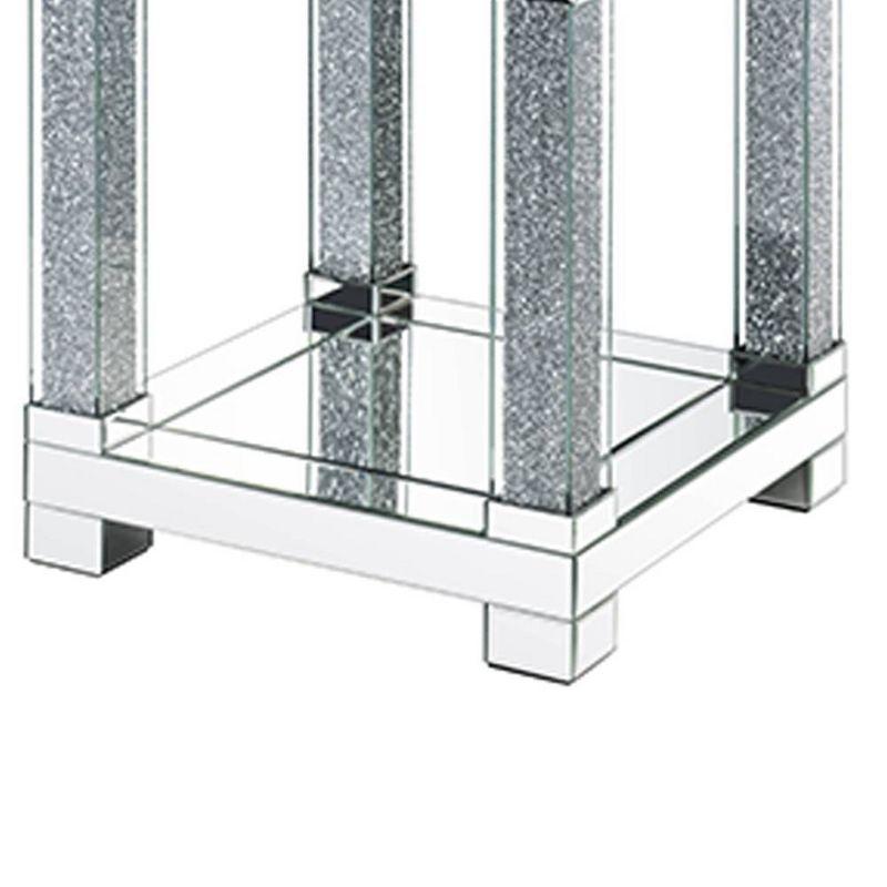 20" Noralie Mirrored Accent Table Faux Diamonds/Clear Glass - Acme Furniture: Elegant Rectangular Design, Acrylic Frame, No Assembly Required