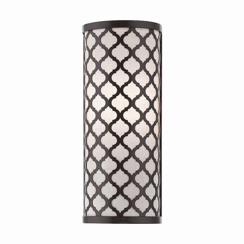 English Bronze Dimmable Wall Sconce with Fabric Shade