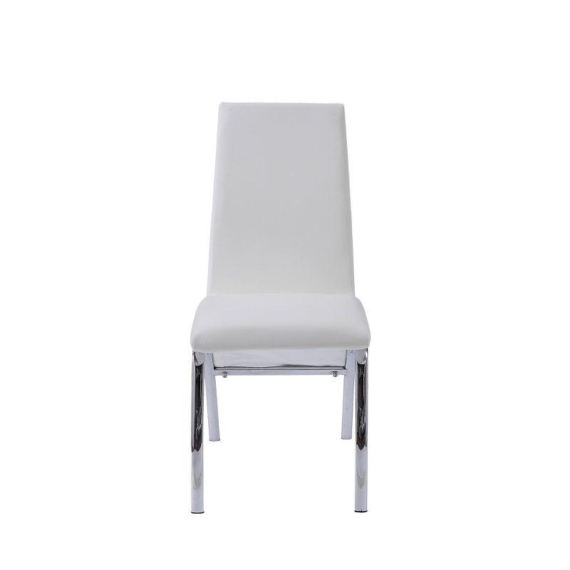 Set of 2 17" Pervis PU Dining Chairs White/Chrome - Acme Furniture: Metal Frame, Polyurethane Upholstery, Armless Design