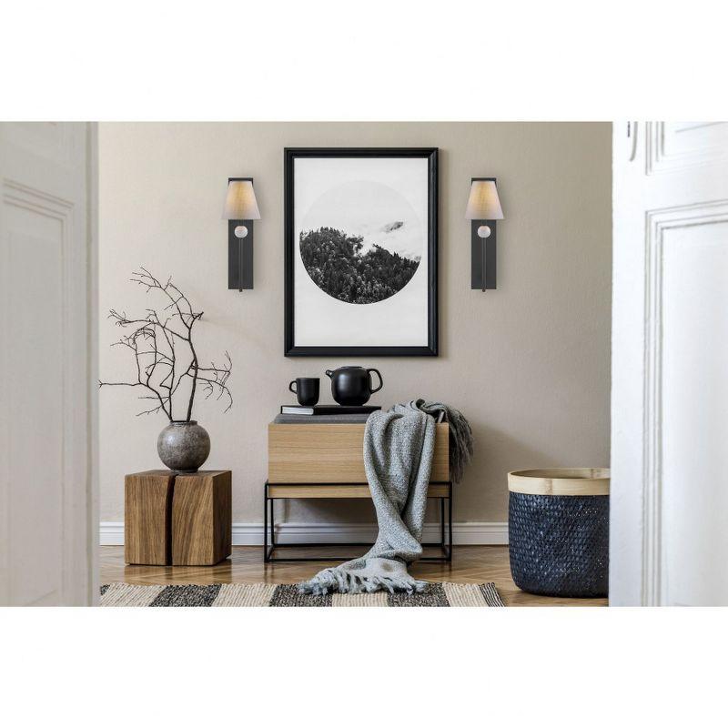 Matte Black and White Fabric Shade Wall Sconce