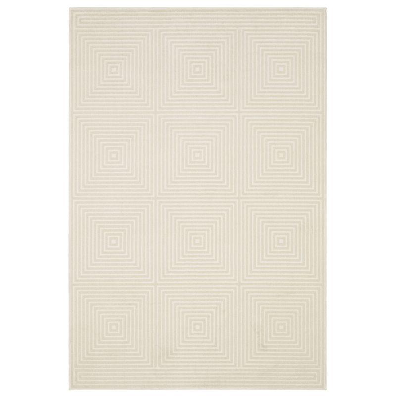 Ivory Geometric Rectangular Synthetic Area Rug 5'3" x 7'6"