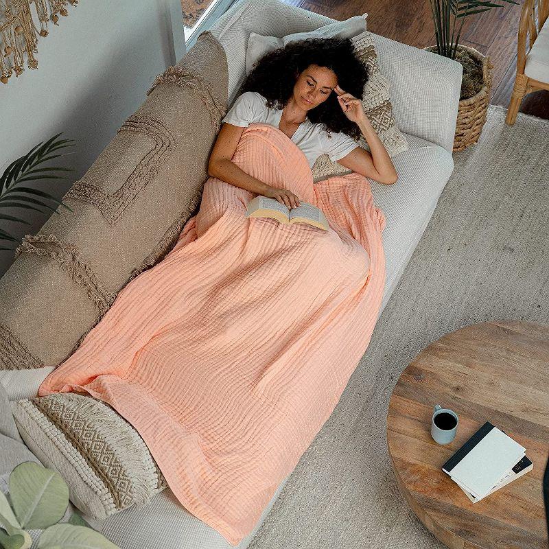 Muslin Blanket for Adults, Extra Large Throw 50" x 60" By Comfy Cubs - Lace Pink