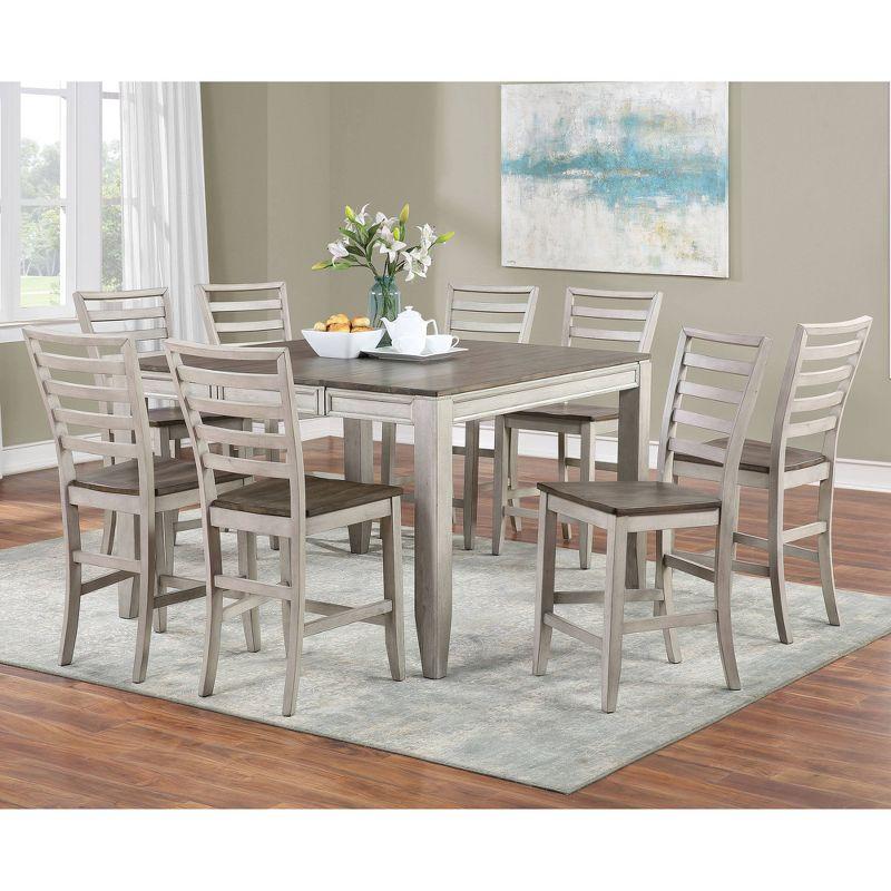 9pc Abacus Counter Dining Set Alabaster/Honey - Steve Silver Co.: Self-Storing Leaf, Seats 8