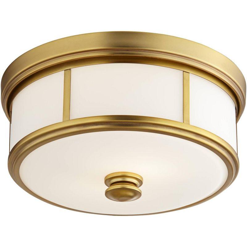 Minka Lavery Modern Ceiling Light Flush Mount Fixture 13 1/2" Liberty Gold Etched Opal Glass Shade for Bedroom Kitchen Living Room