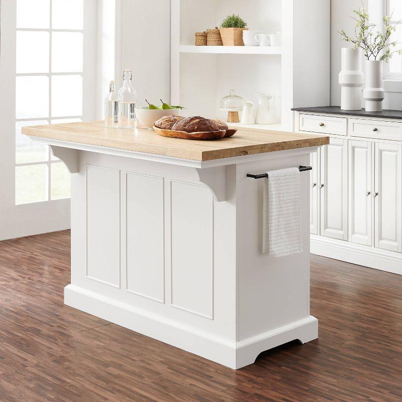 Crosley Julia Wood Top Kitchen Island White: Traditional Style, Towel Bar, 5 Drawers, 2 Doors