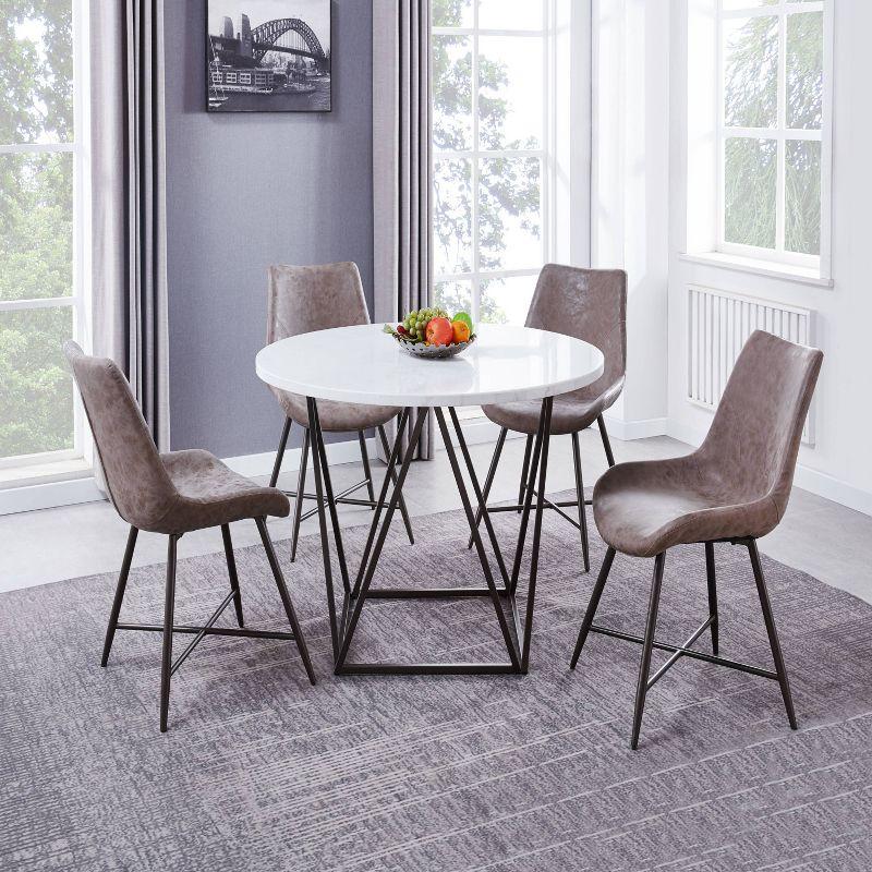 Ramona Brown Faux Leather and Metal Side Chair Set