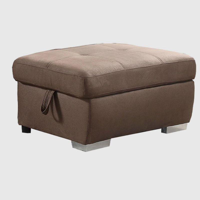 Brown Tufted Upholstered Storage Ottoman