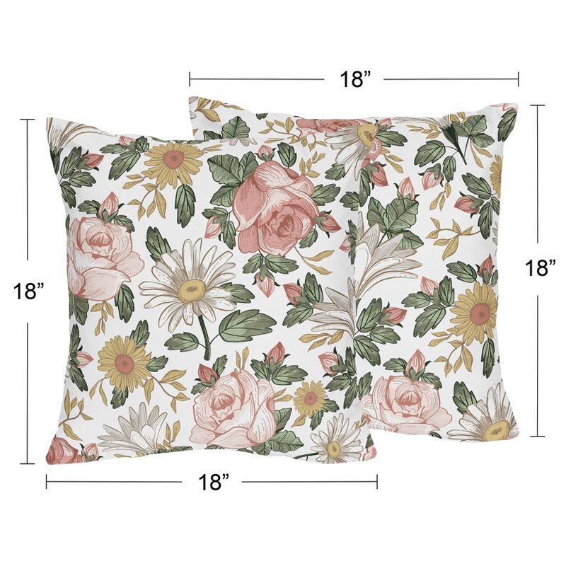 Vintage Floral Square Pillow Cover & Insert