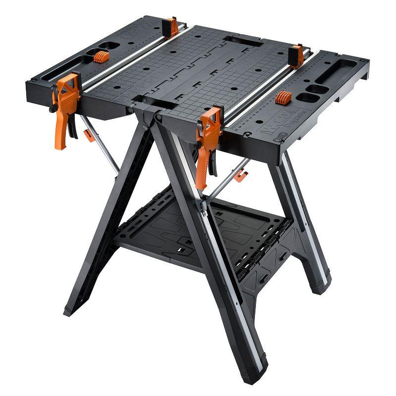 Worx Pegasus Black and Orange Folding Workbench with Clamps