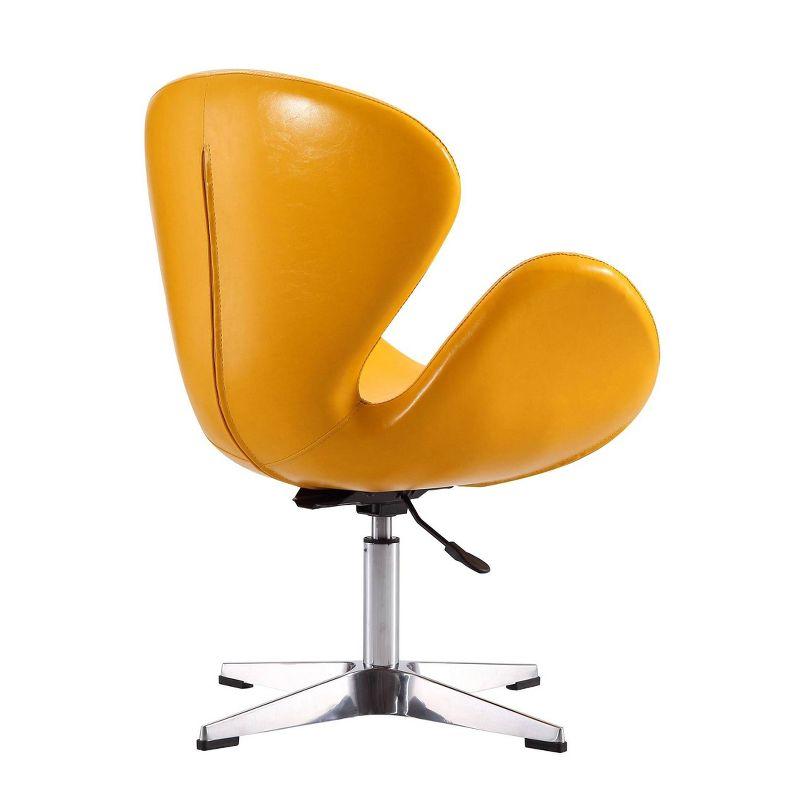 Set of 2 Raspberry Faux Leather Adjustable Swivel Chairs Yellow - Manhattan Comfort