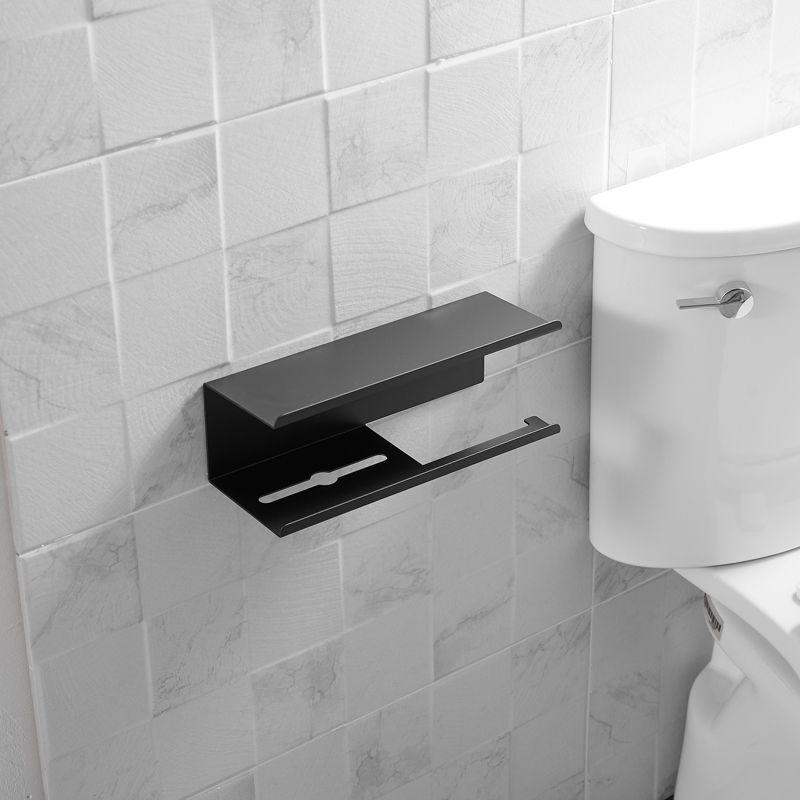 Modern Toilet Paper Holder with Anti-Rust Shelf Paper Roll Holder Toilet Tissue Holder Wipes Storage in Matte Black