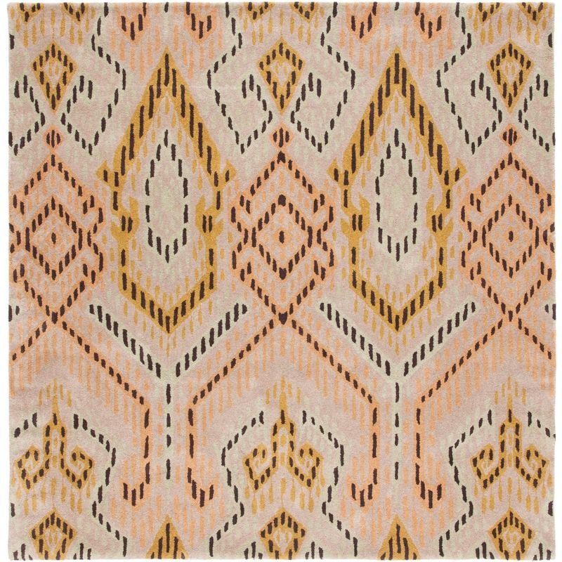Wyndham WYD373 Hand Tufted Indoor Area Rug - Brown/Ivory - 7'x7' - Safavieh
