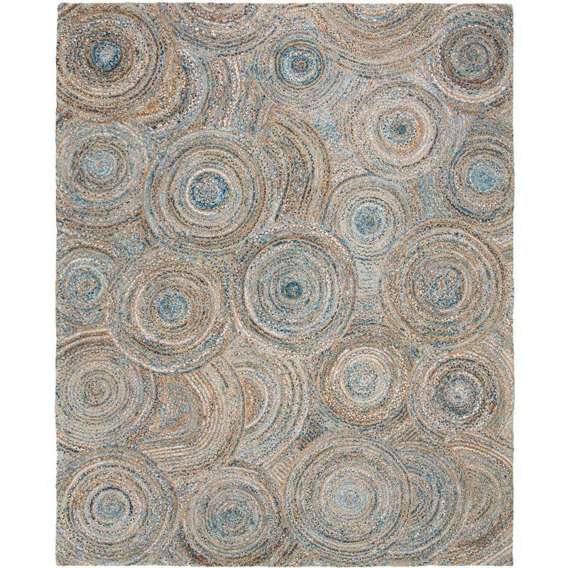 Boho-Chic Blue Abstract Handmade Flat Woven 8' x 10' Area Rug