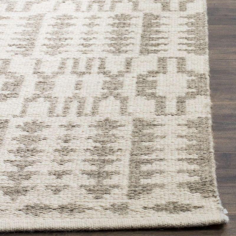 Light Gray and Brown Wool 4' x 6' Handwoven Area Rug